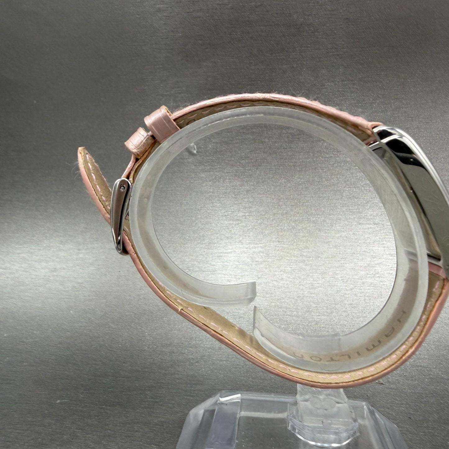 Hamilton Ardmore Watch Women 19mm Pink Dial Steel Rectangle H112110 New Battery9