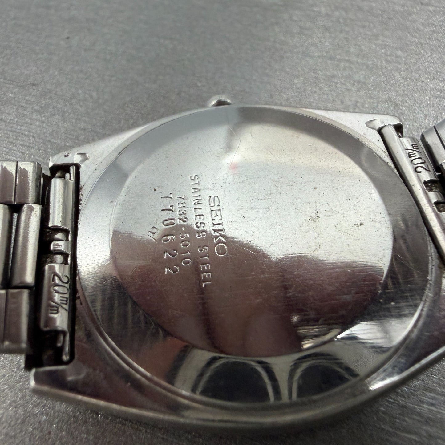 Seiko Watch Men 34mm Silver Dial Silver Tone Date Vintage 7832-5010 New Battery9