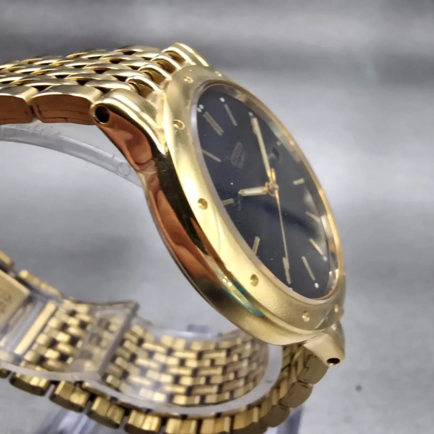 Citizen Watch Men 34mm Black Dial Gold Tone Date Round 5510-R10168 New Battery3