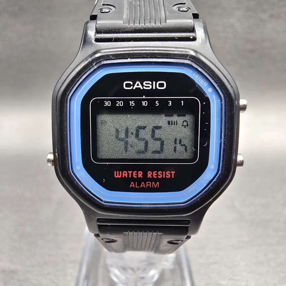 Casio LA-11W Digital Watch Women 25mm Blue Black Chrono Alarm Round New BatteryH1