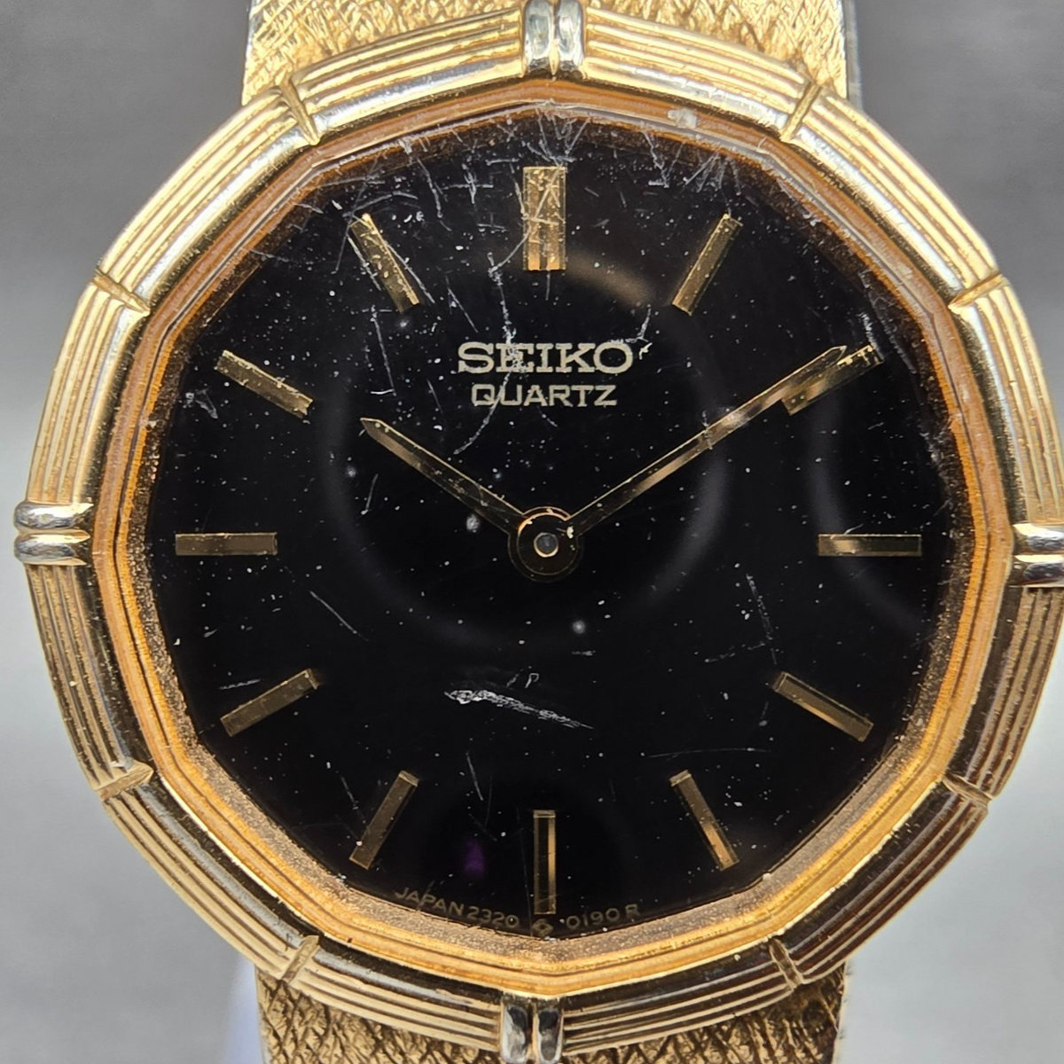 Seiko Watch Women 21mm Black Dial Gold Round 2320-5128 New Battery Vintage1