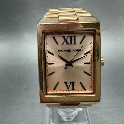 Michael Kors Nash Tank Watch Women 26mm Rose Dial Rose Gold Tone MK-3287 New Bat0