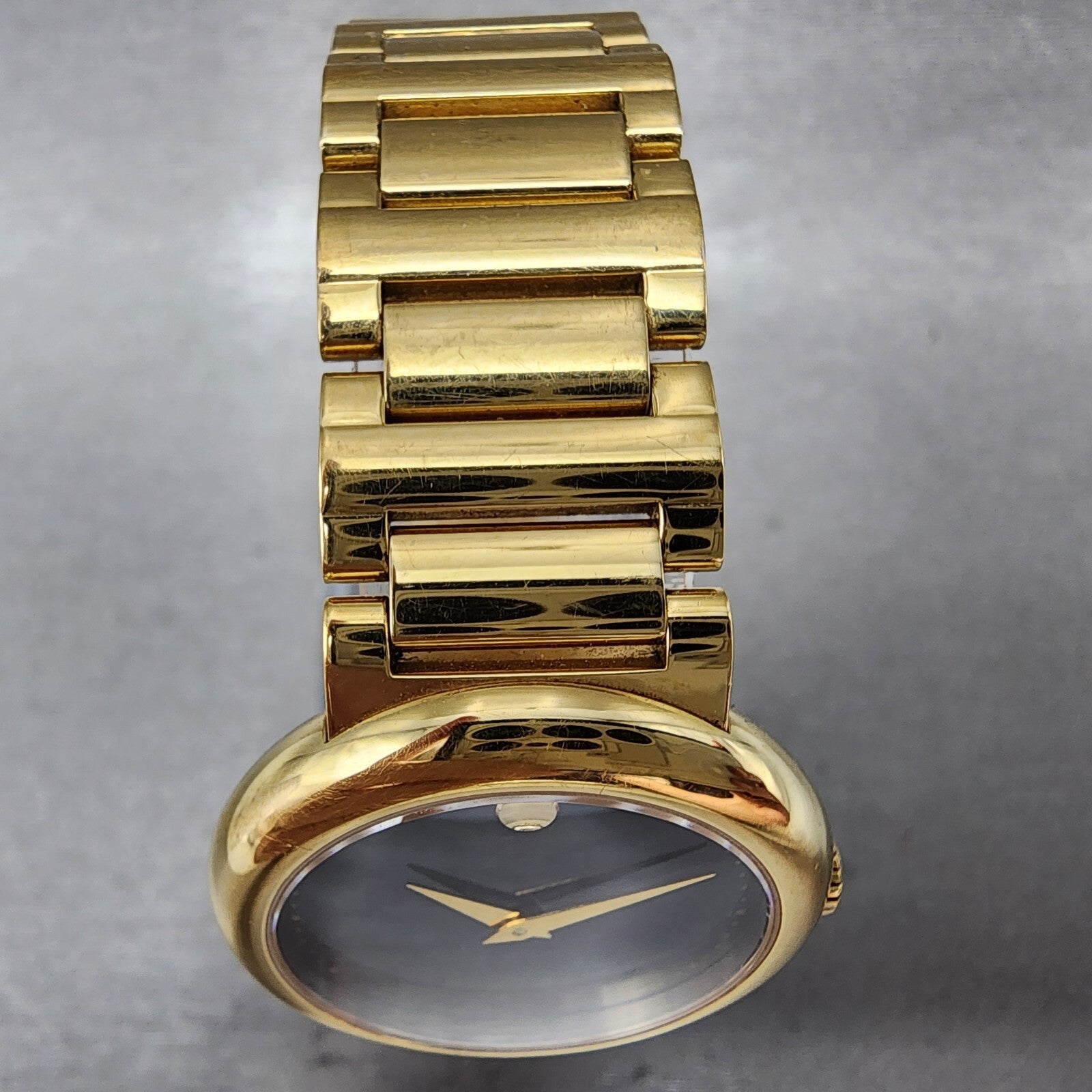 Movado Concerto Watch Women 30mm Black Dial Gold Tone Round New Battery4