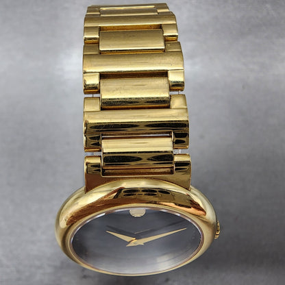 Movado Concerto Watch Women 30mm Black Dial Gold Tone Round New Battery4