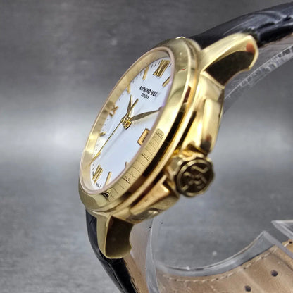 Raymond Weil Watch Women 27mm White Dial Gold Plated Date 5376 New Battery2