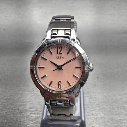 Seiko Alba Watch Women 24mm MOP Dial Silver Tone Round 1N01-0EN0 New Battery0