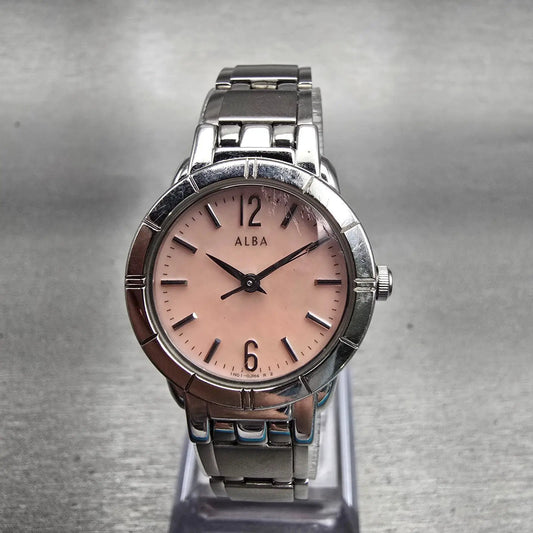 Seiko Alba Watch Women 24mm MOP Dial Silver Tone Round 1N01-0EN0 New Battery0
