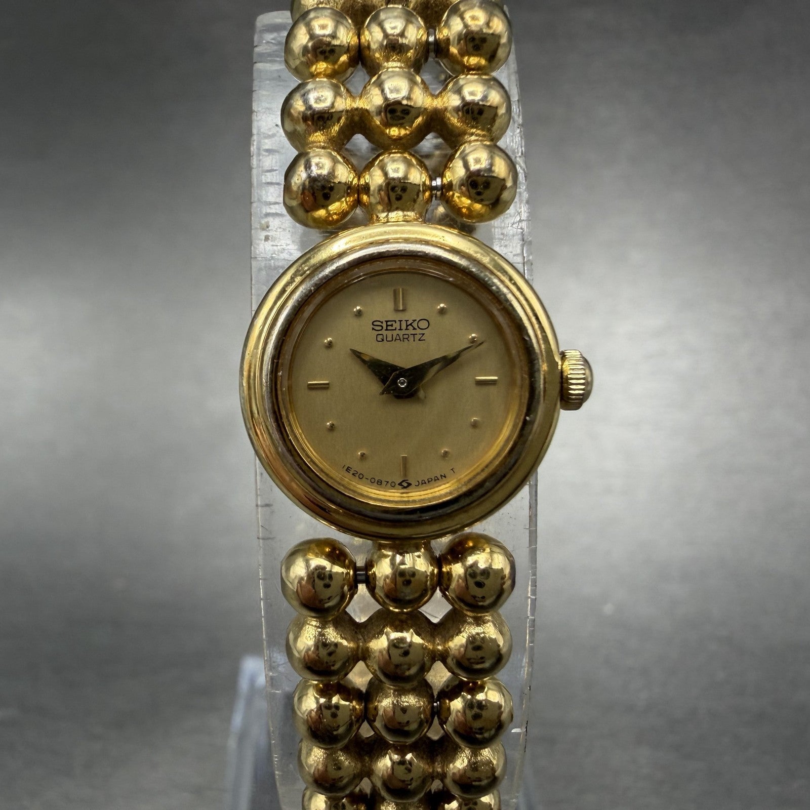 Seiko Watch Women 16mm Champagne Dial Gold Tone Round 1E20-0329 New Battery0