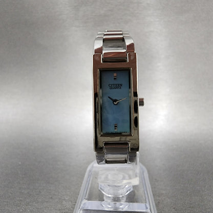 Citizen Tank Watch Women 15mm MOP Dial Silver Tone Rectangle New Battery5