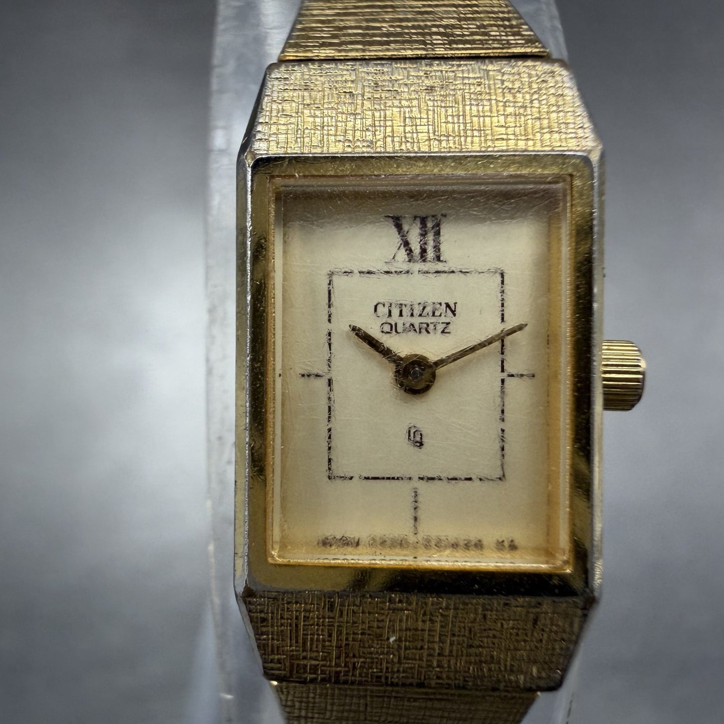 Citizen CQ Tank Watch Women 12mm Champagne Dial Gold Tone Rectangle New Battery1