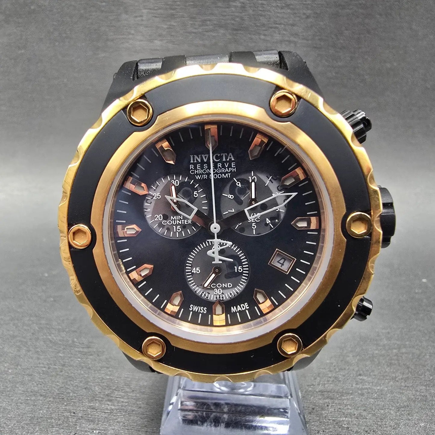 Invicta Sub Aqua Reserve Chronograph Watch Men 52mm Black Dial Black Tone NewBat0