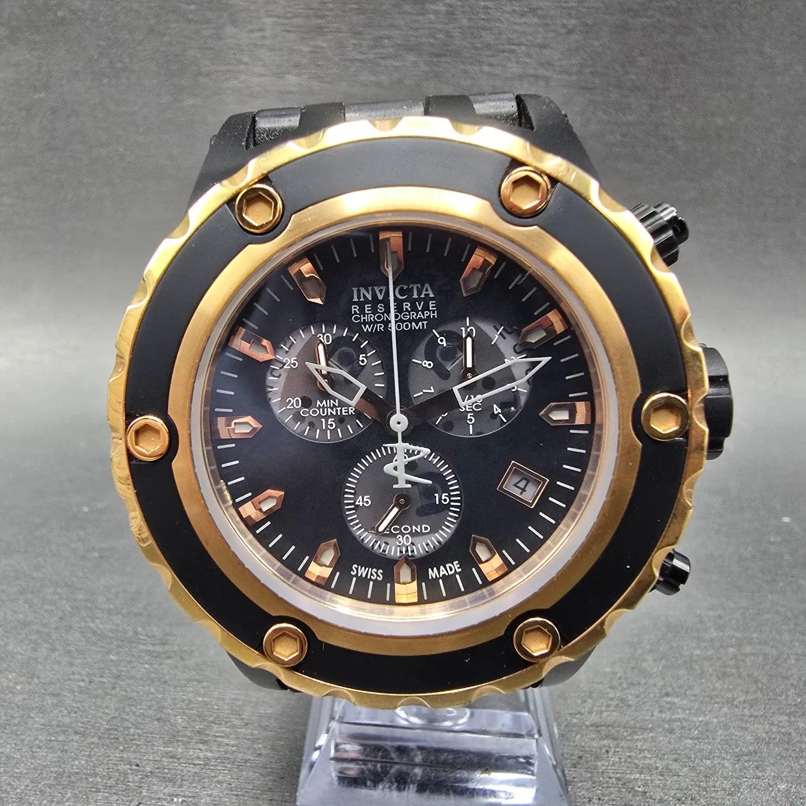 Invicta Sub Aqua Reserve Chronograph Watch Men 52mm Black Dial Black Tone NewBat0