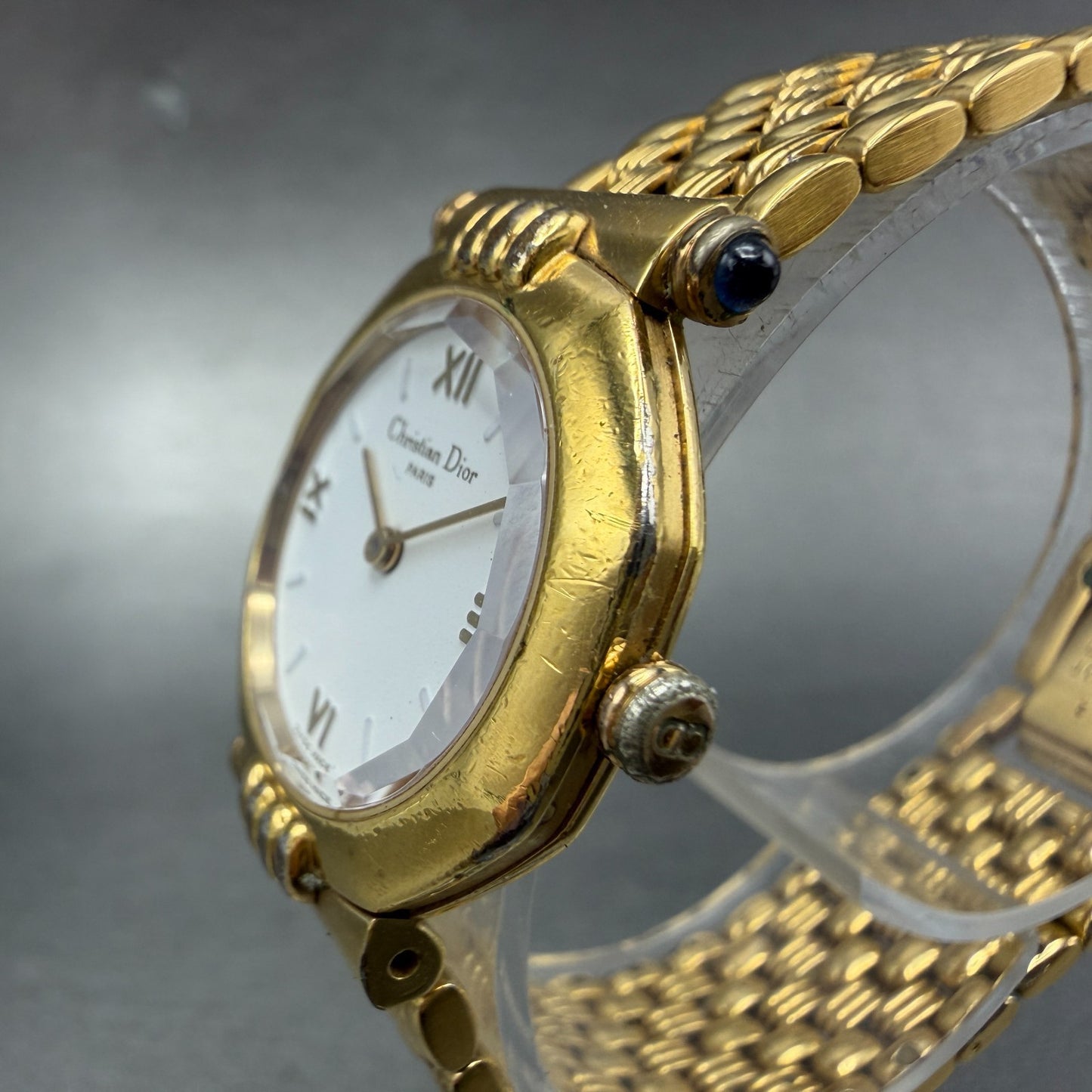Christian Dior Watch Women 26mm White Dial Gold Plated  Round 64151 VTG PARTS3