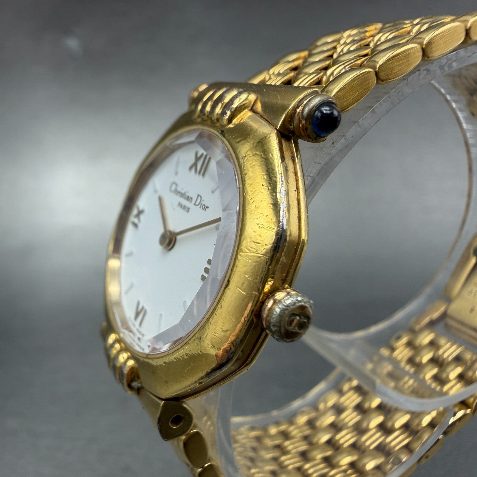 Christian Dior Watch Women 26mm White Dial Gold Plated  Round 64151 VTG PARTS3