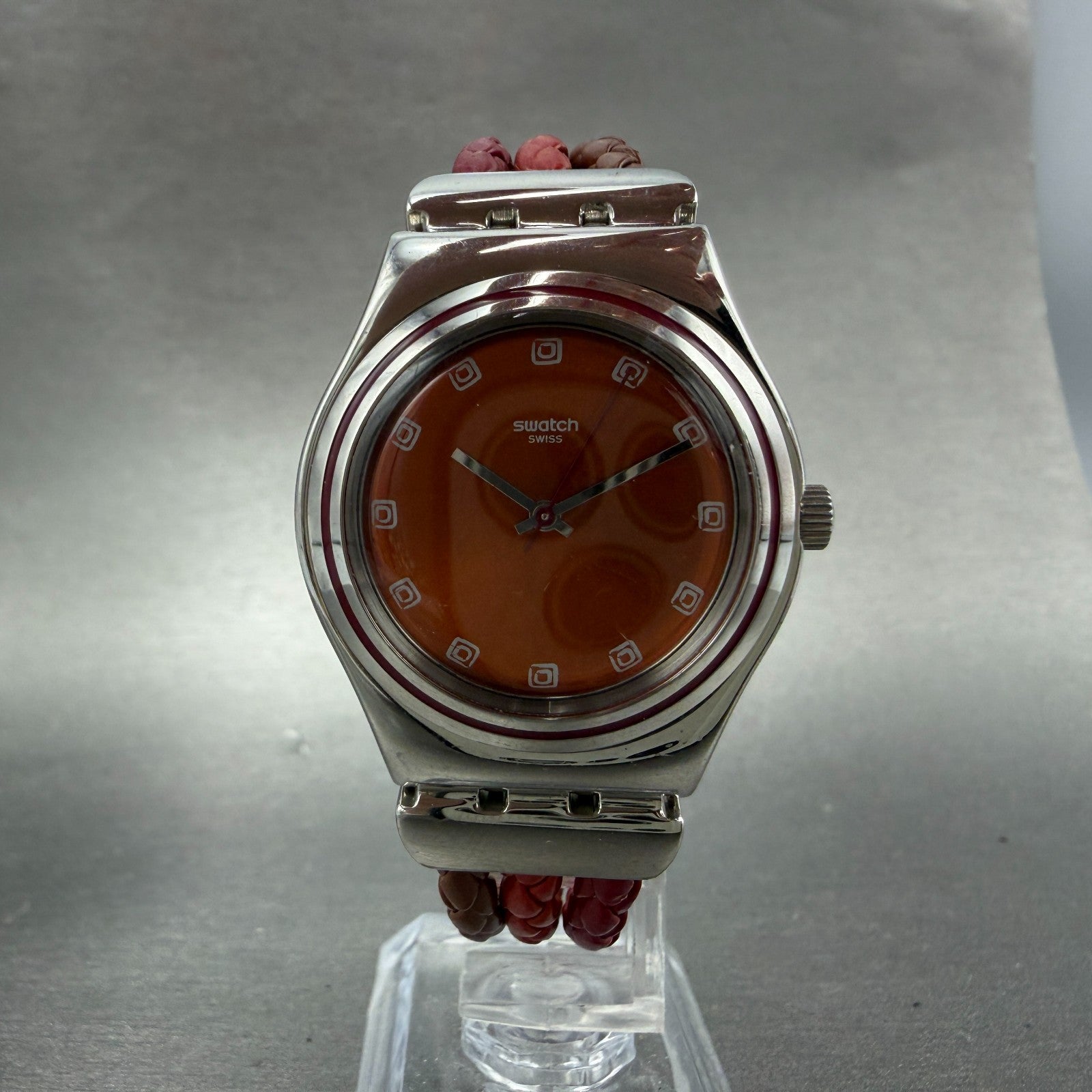 Swatch irony Medium TRICORD Watch Women 33mm Orange Dial Steel YLS175G New Batt5