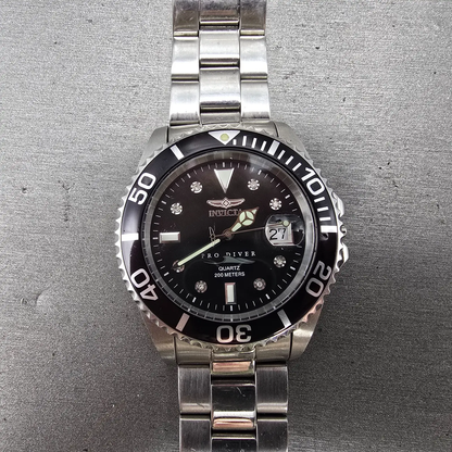 Invicta Pro Diver Watch Men 43mm MOP Dial Silver Tone Date 5009 PARTS NO CROWN0