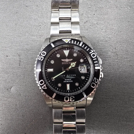 Invicta Pro Diver Watch Men 43mm MOP Dial Silver Tone Date 5009 PARTS NO CROWN0