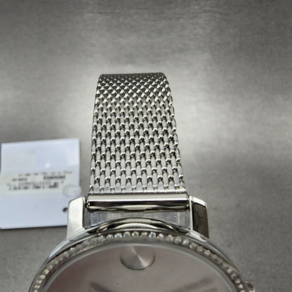 Movado Bold Shimmer Watch Women 34mm Silver Dial Steel Crystal Bezel New Batt