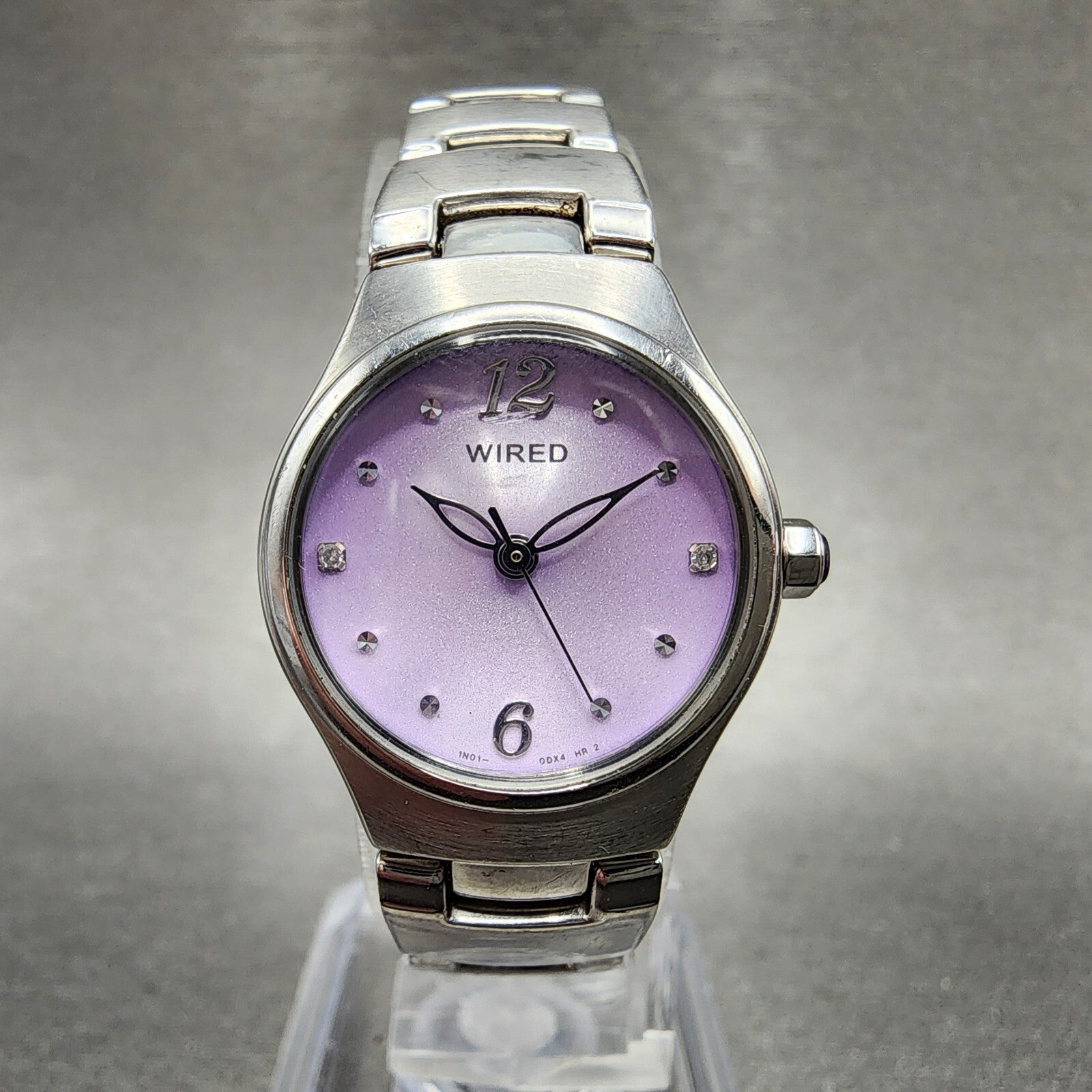 Seiko ALBA Wired Watch Women 21mm Purple Dial Steel Round 1N010BW0 New Battery0