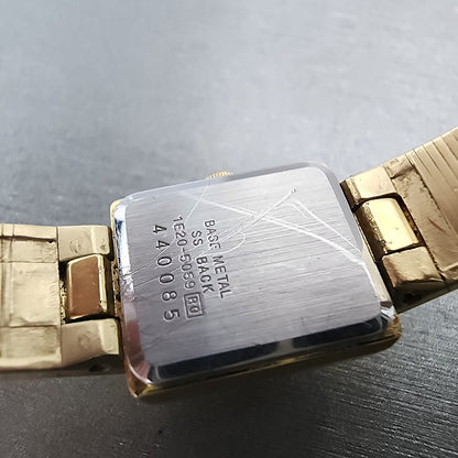 Seiko Tank Watch Women 14mm Champagne Dial Gold Tone 1e205059 New Battery9