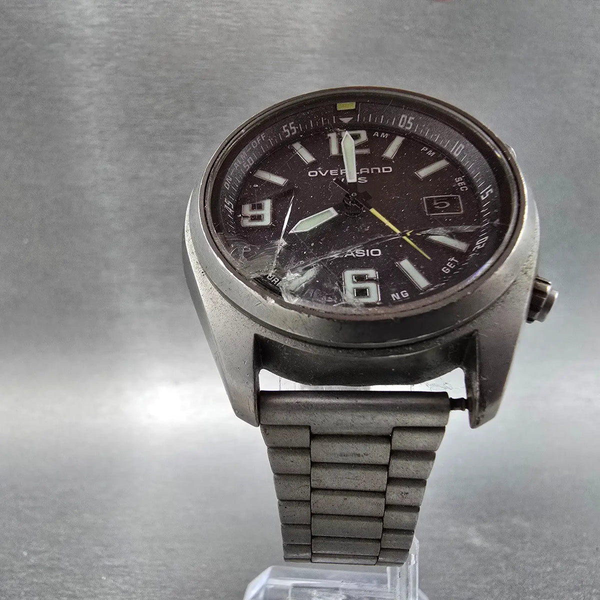Casio Overland OVW-100TDJ Watch Men 39mm Black Dial Titanium Date WTS PARTS6
