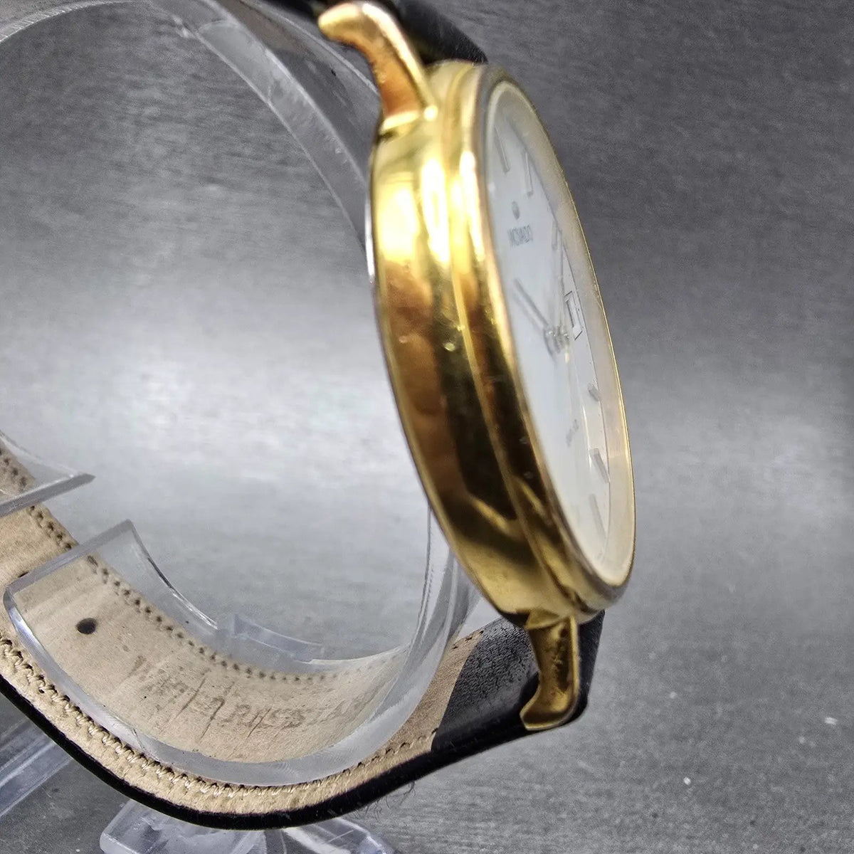 Movado Watch Men 34mm White Dial Gold Tone Date Round 87-A4-885 New Battery VTG3