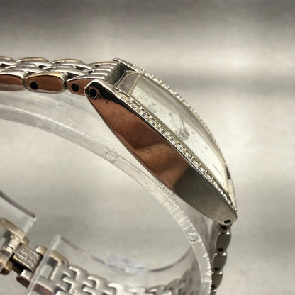 Citizen Watch Women 16mm Silver Dial Silver Gemmed Rectangle New Battery VTG3