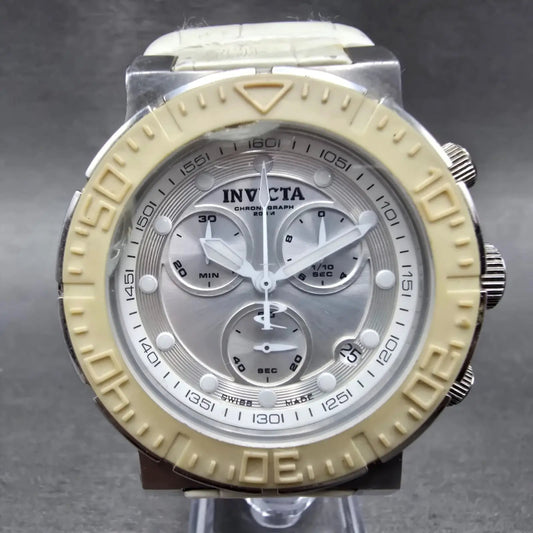 Invicta Reserve Chronograph Dive Watch Men 46mm Silver Dial Steel 10928 New Batt0