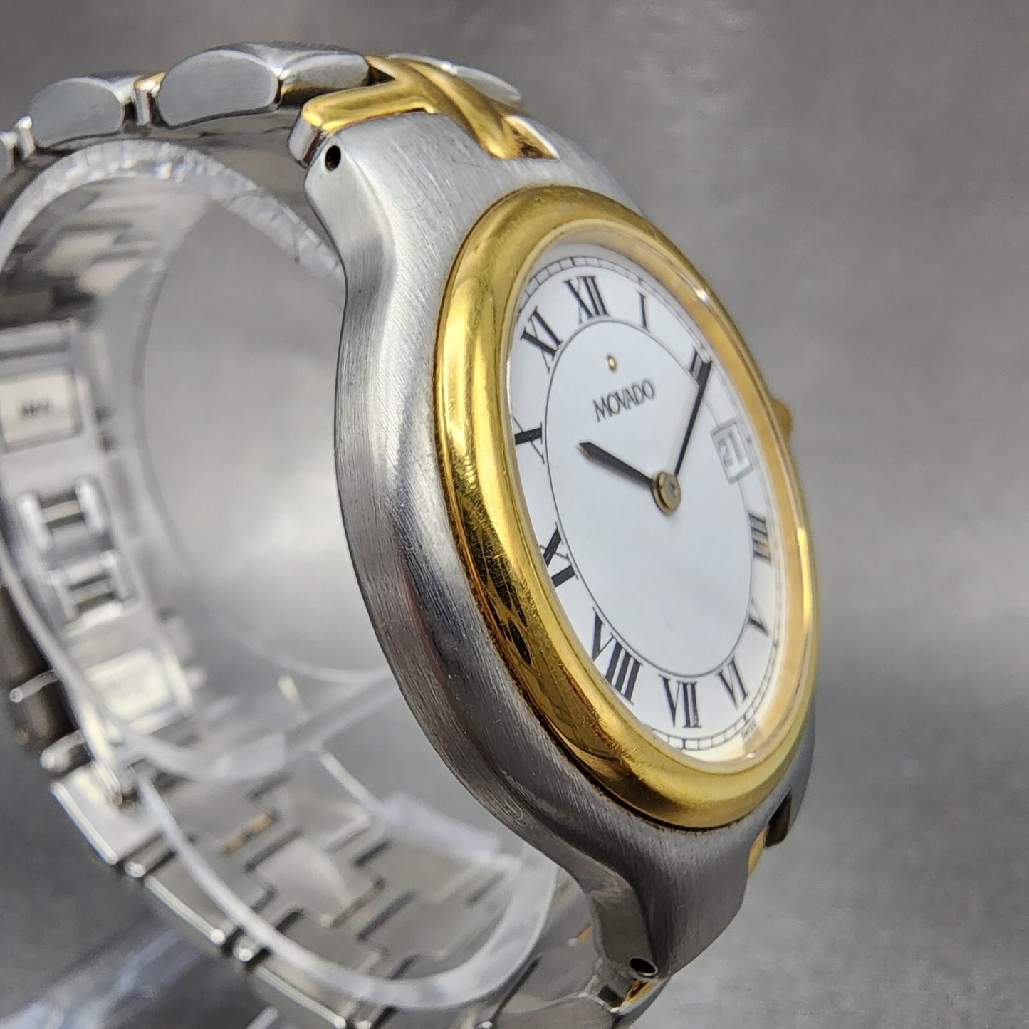 Movado Olympian Watch Men 35mm White Dial Two Tone Date Round New Battery3