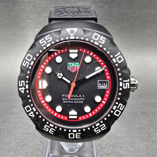 TAG Heuer Formula 1 Solargraph Watch Men 38mm Black Dial Black Case Date Works0