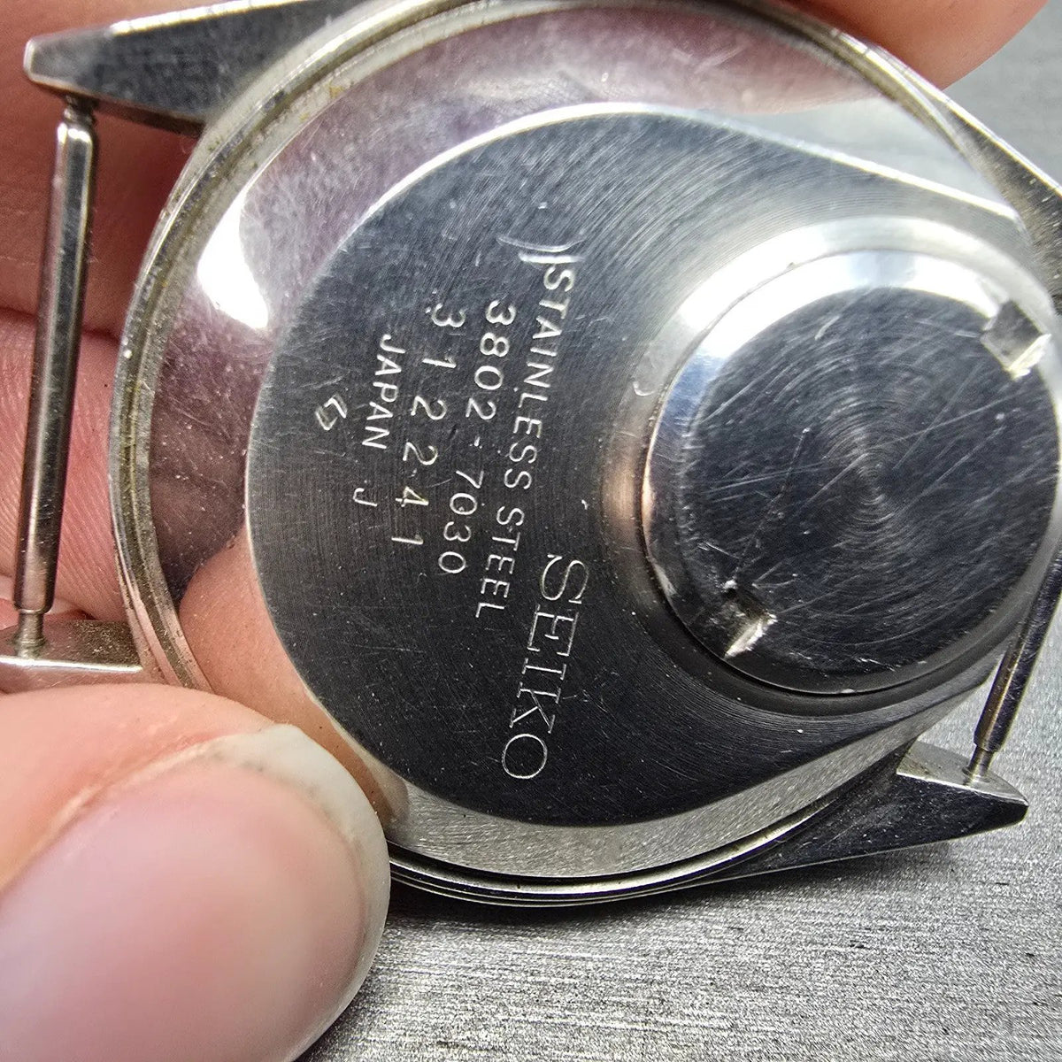 Seiko Watch Men 37mm White Dial Steel Date Round 3802 Movement 3802-7030 PARTS7