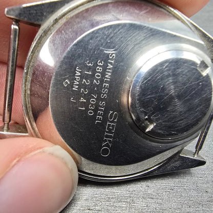 Seiko Watch Men 37mm White Dial Steel Date Round 3802 Movement 3802-7030 PARTS7