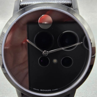 Movado Museum Watch Men 40mm Black Dial Black Tone 84 G1 1855.A New Battery3