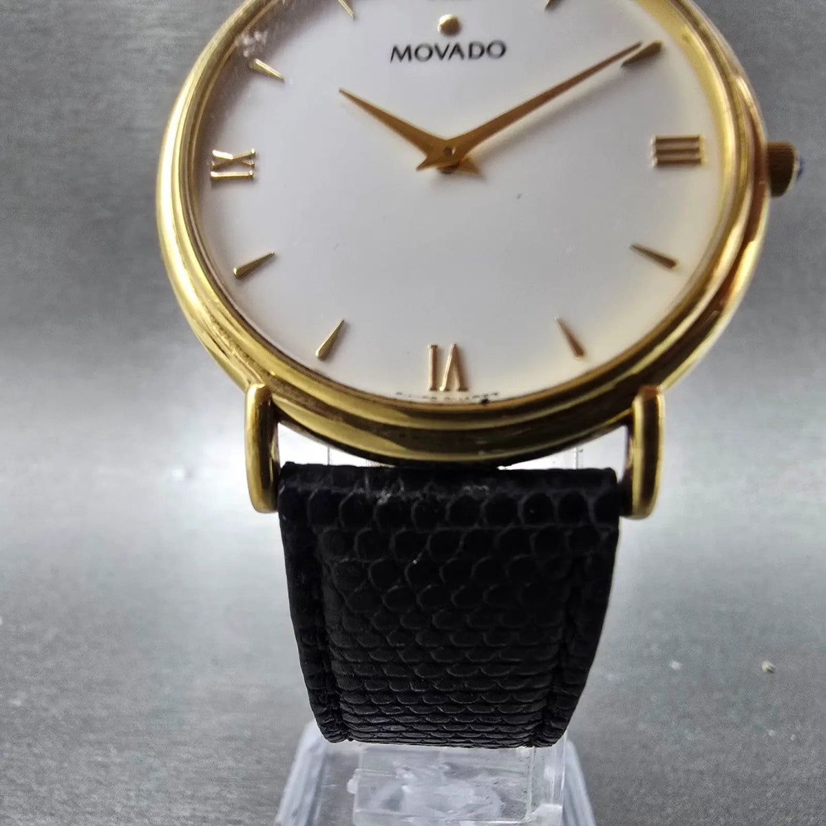 Movado Watch Men 34mm White Dial Gold Round 87-66-885 New Battery VTG Swiss5