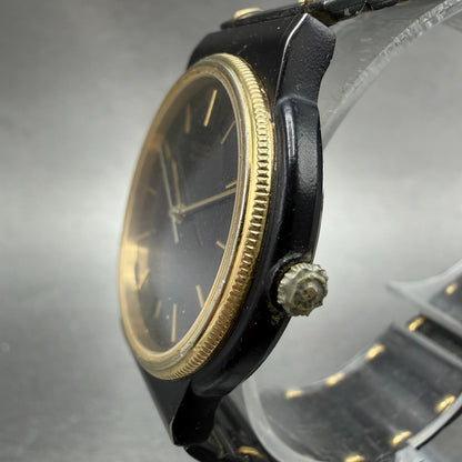 Seiko Watch Men 32mm Black Dial Black Gold Tone Date Round 6532-6039 New Battery3