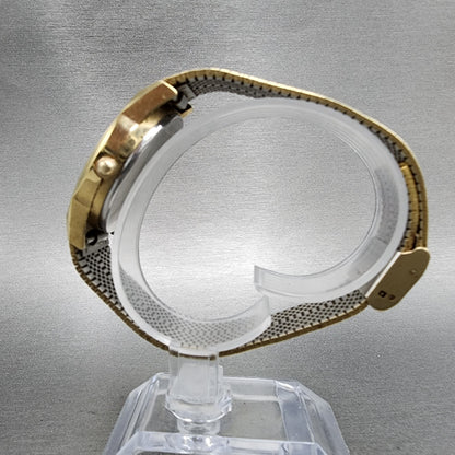 Wittnauer Watch Men 32mm Gold Dial Gold Tone Round Bracelet New Battery7