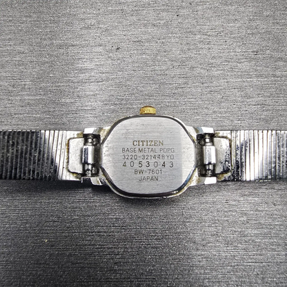 Citizen Watch Women 17mm Gray Dial Two Tone Rectangle 3220-321448 New Battery10