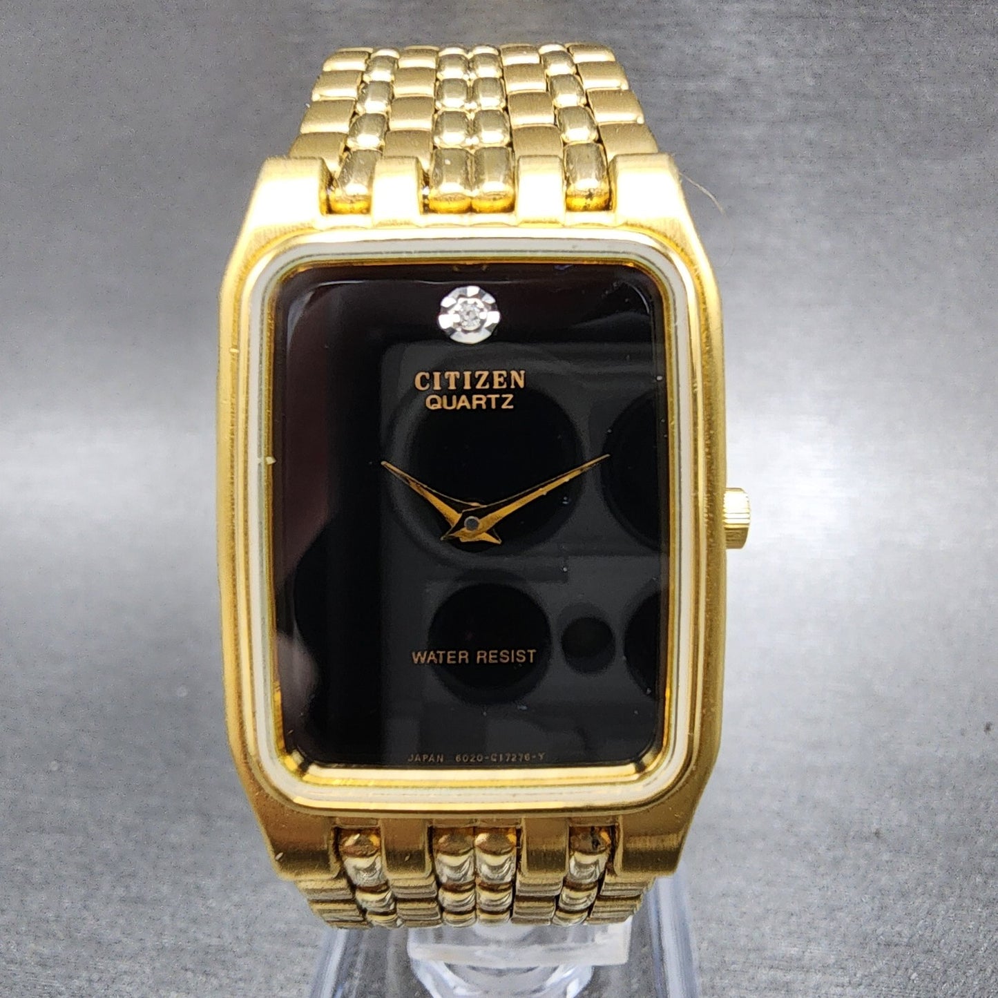 Citizen Tank Watch Men 24mm Black Dial Gold Tone Rectangle 6020G05106 PARTS0