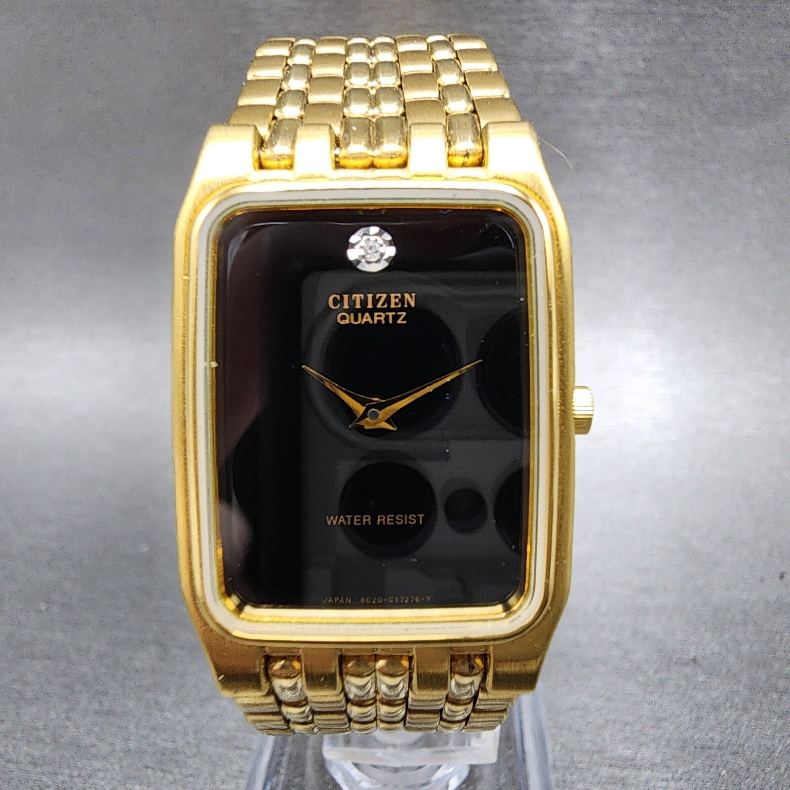 Citizen Tank Watch Men 24mm Black Dial Gold Tone Rectangle 6020G05106 PARTS0