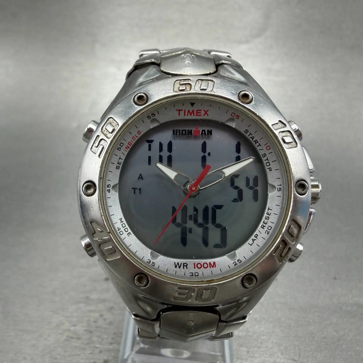 Timex Expedition Watch Men 42mm Steel Ana Digi Alarm Chrono Round T56371 NewBatt0
