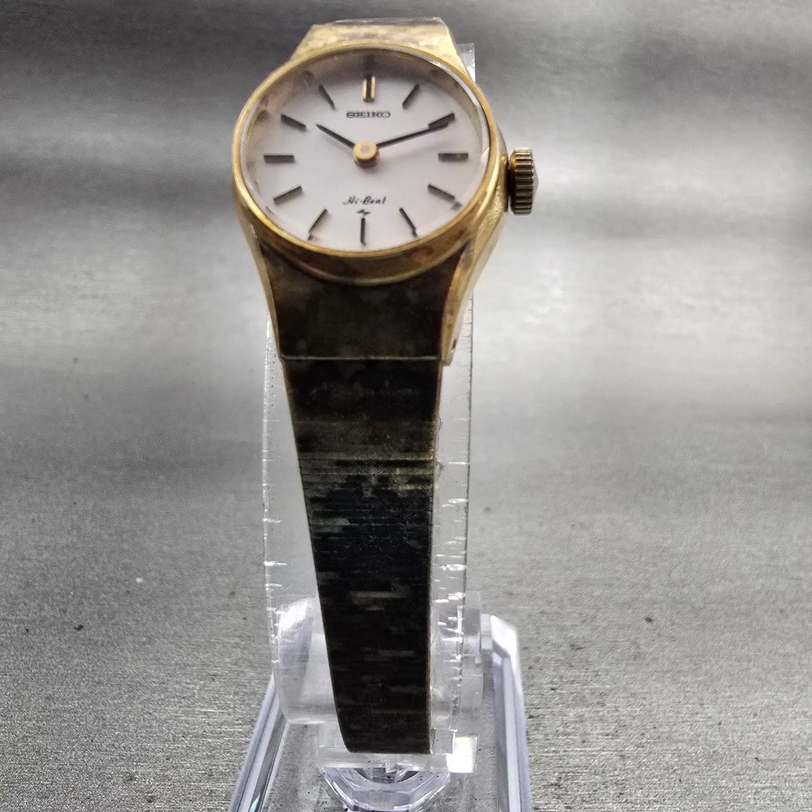 Seiko Hi Beat Watch Women 18mm White Dial Gold Tone Round 1120-0120 Manual Wind5