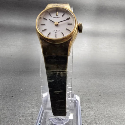 Seiko Hi Beat Watch Women 18mm White Dial Gold Tone Round 1120-0120 Manual Wind5