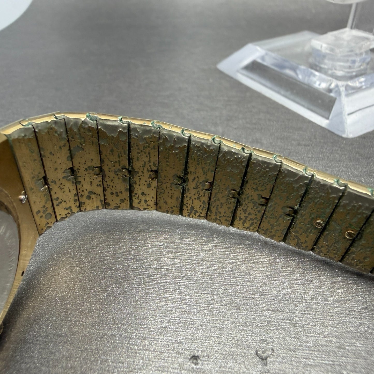 Bulova Tank Watch Men 27mm Gold Dial Gold Tone Rectangle 92V11 Vintage PARTS14