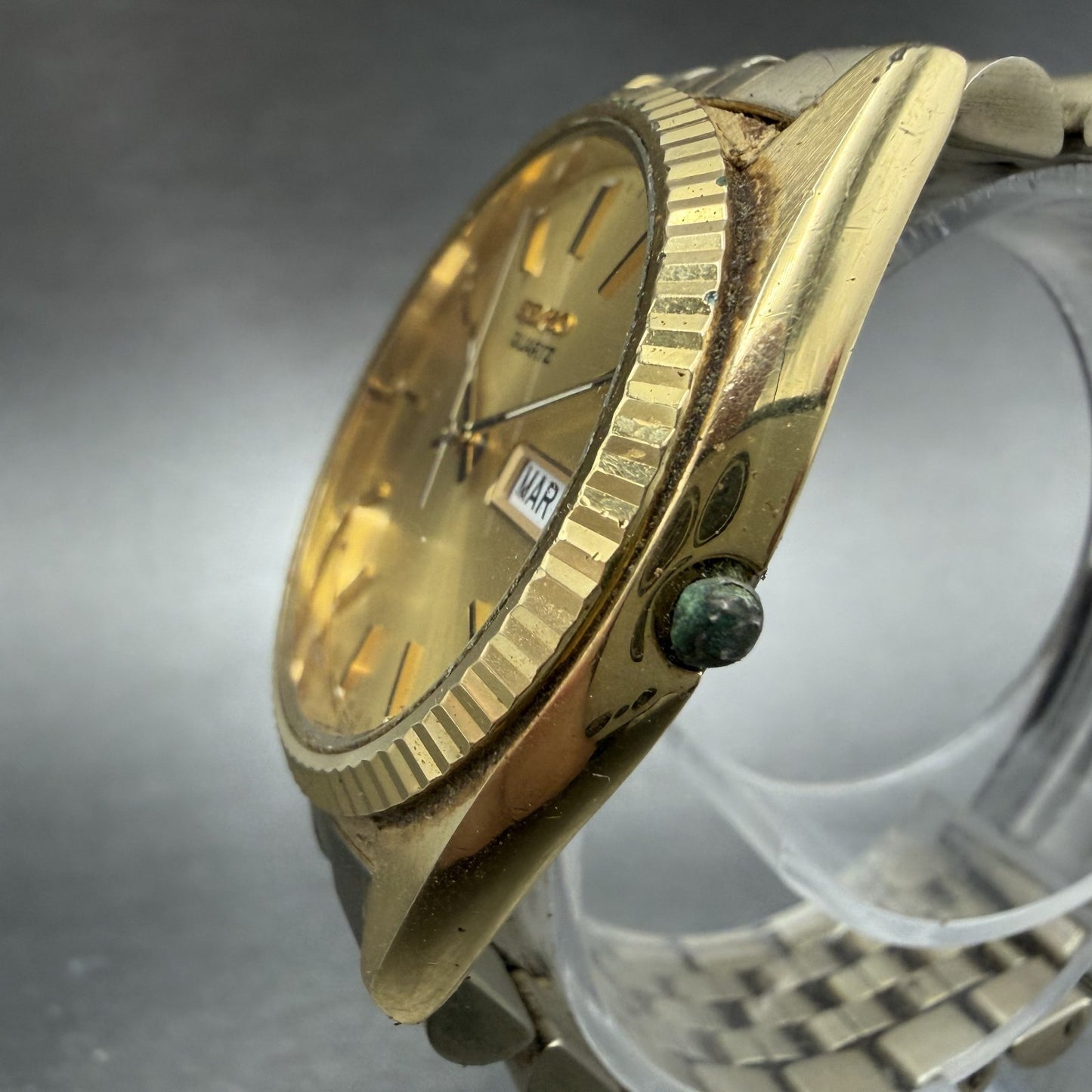 Seiko President Watch Men 36mm Gold Dial Gold Tone Daydate 7n43-8119 New Batt AP2
