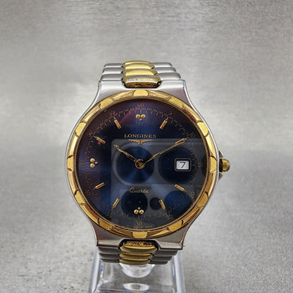 Longines Conquest Watch Men 33mm Blue Dial Two Tone Date Round 4020 New Batt0