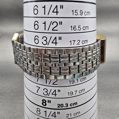 Seiko Watch Men 27mm Silver Dial Two Tone Rectangle V701-5J40 New Battery VTG9