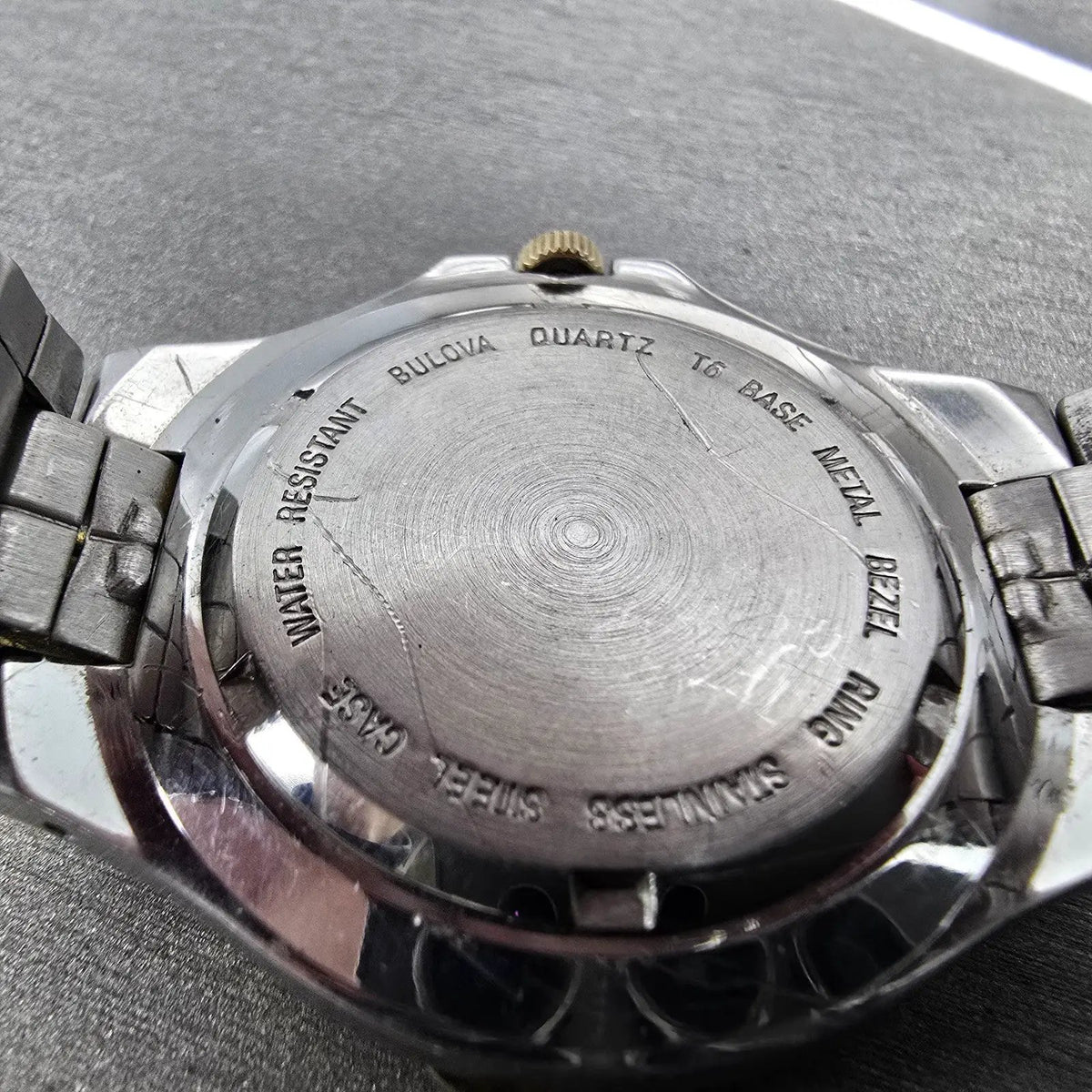 Bulova Marine Star Dive Watch Men 36mm Gray Dial Two Tone Date 90B57 PARTS12