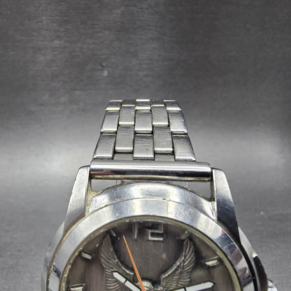 Bulova Harley Davidson Watch Men 40mm Silver Dial Silver Tone 76A12 New Battery4