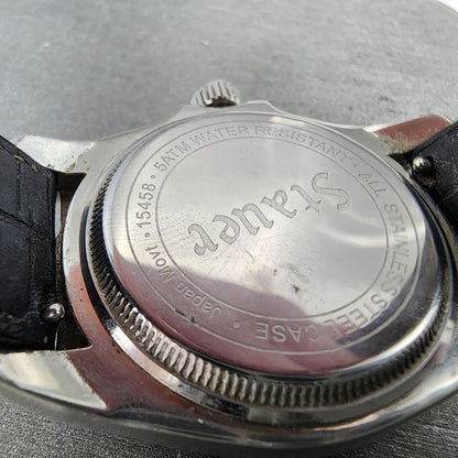 Stauer Monaco Watch Women 35mm MOP Dial Steel Daydate Round 15458 New Battery