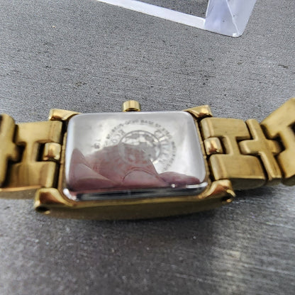 Citizen EcoDrive Tank Watch Women 15mm Silver Dial Gold Tone G620S028728 Runs9